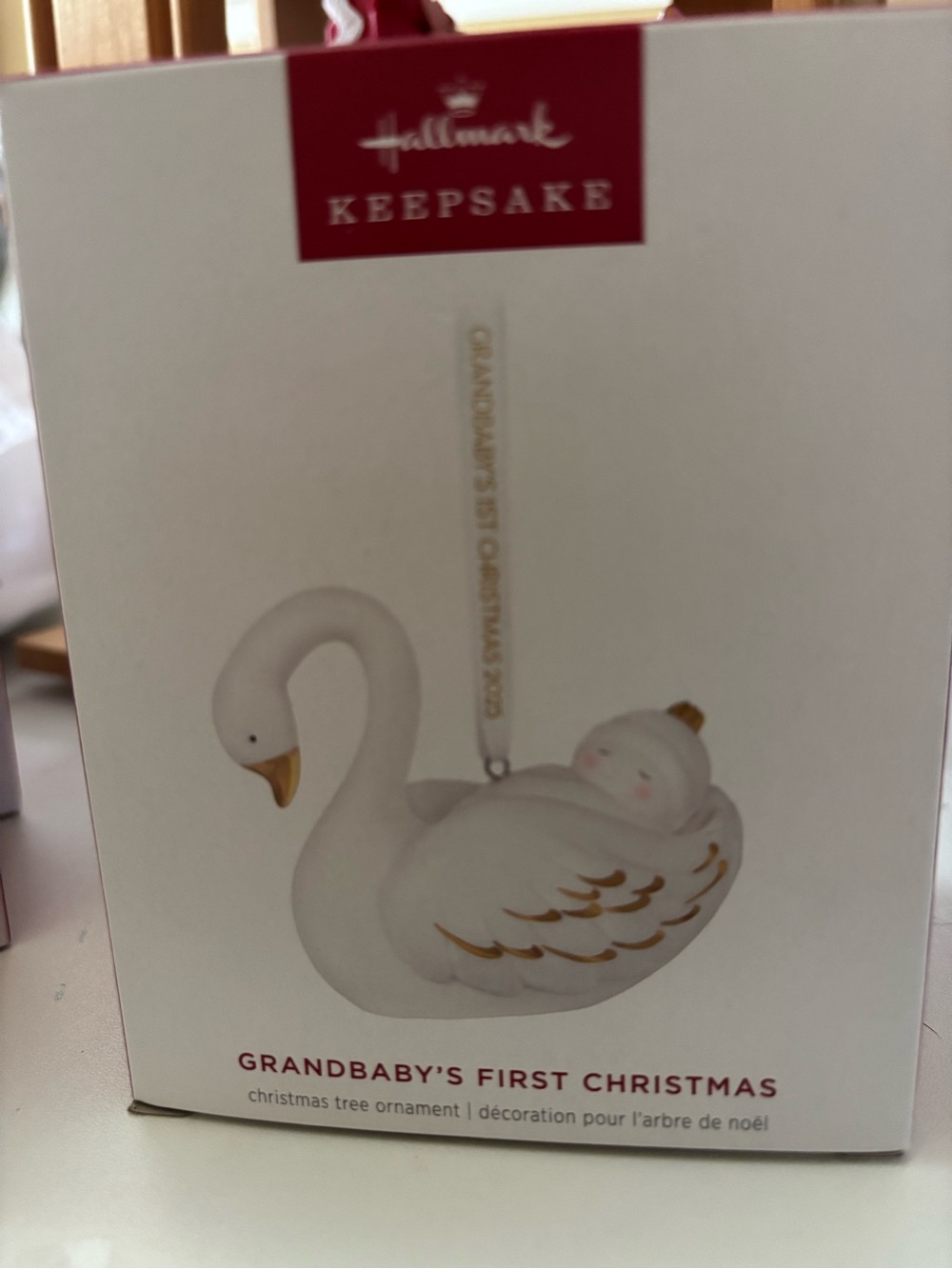Hallmark Keepsake 2025 Grandbaby’s First Christmas Swan Baby Ornament NIB